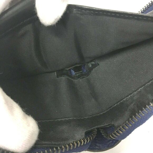 Genuine Jimmy Choo Studs Navy Blue Leather Zip Around Wallet w/ Box - Picture 6 of 9